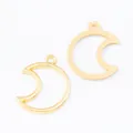 Pair of hollow crescent moon alloy pendants in gold finish with integrated hanging loops - Gold