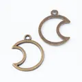 Vintage bronze alloy crescent moon pendants for DIY jewelry making and craft projects - Antique Bronze