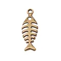 Macro shot of vintage bronze fish bone pendant with hollow skeleton for DIY jewelry - Antique Bronze
