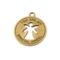 Vintage Bronze Anhänger rund mit Engel und YOU ARE MY SPECIAL ANGEL Gravur - Antikbronze
