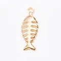 Golden vintage alloy fish bone pendant for DIY necklace and jewelry making accessories - KC Gold