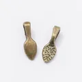 Vintage bronze alloy pendant bails for DIY jewelry making in teardrop leaf shape - Antique Bronze