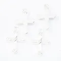 Vintage silver alloy cross pendants with heart detail and ring loop for DIY jewelry making - Bright Silver