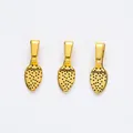 Close-up of golden leaf-shaped pendant bails with textured detail for DIY jewelry making - Antique Gold