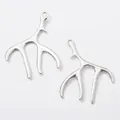 Pendentifs en forme de bois de cerf argenté vintage pour la création de bijoux DIY - Argent antique