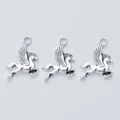 Three antique silver Pegasus pendants with detailed wings for DIY jewelry making - Antique Silver