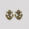 Coppia di ciondoli ancora in bronzo vintage con trama a corda per creazione gioielli - Bronzo Antico