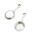 Pair of retro zinc alloy miniature pan pendants with silver finish for DIY jewelry crafts - Antique Silver