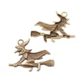 Vintage bronze witch on broomstick charms for DIY jewelry and Halloween crafts - Antique Bronze