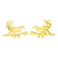 Golden vintage witch riding broomstick alloy charms for DIY jewelry and crafts - Gold
