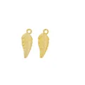 Pair of golden alloy leaf pendants with detailed vein texture for DIY jewelry making - Gold