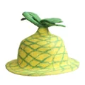 Handmade wool felt pineapple hat for women with cute yellow texture and green leaves - Short Pineapple Style