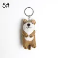 Portachiavi a forma di cane in feltro di lana marrone e bianco con anello in metallo - Stile Topo Caffè (5#)