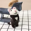 Handmade wool felt squirrel brooch with cute pink ears on a rustic checkered background - Chipmunk Style (3#)