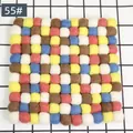 Colorful handmade 10x10 wool felt ball coaster in vibrant mixed tones for home decor - 55# Multi-Color Mix