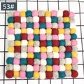 Square handmade colorful wool felt ball coaster and heat-resistant mat for table - 10x10 Square Matrix Style (53#) / 53# Multi-Color Mix
