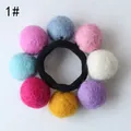 Handmade wool felt ball hair tie featuring eight colorful balls on black elastic band - Multicolor (1#)