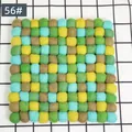 Square handmade wool felt ball coaster in green, yellow, blue and brown mix color 56# - 56# Green and Blue Tones
