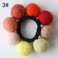 Handmade wool felt ball hair tie with multicolor warm tone spheres on black elastic band - Warm Tones Mix (3#)