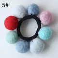Élastique à cheveux fait main avec boules en feutre de laine colorées et élastique n° 5 - 5# Mélange Rouge Bleu Rose