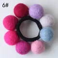 Handmade wool felt ball hair tie with multicolor soft fiber poms and elastic band - Soft Purple Mix (6#)
