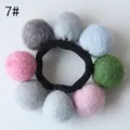 Élastique à cheveux en feutre de laine fait main avec pompons colorés et ruban noir - 7# Mélange Gris Vert