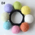 Handmade wool felt ball hair tie with eight multi-colored soft fuzzy spheres and elastic band - Fruit Color Mix (8#)