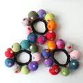 Three handmade colorful felt ball hair ties with high-elastic bands for girls - Polka Dot Random (10#)