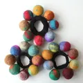 Handmade wool felt ball hair ties with multi-colored fibers and black elastic band - Starry Mix Random (11#)