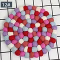 Handmade wool felt ball coaster in vibrant red, lilac, and blue, heat-resistant table mat - Red Purple Mixed Style (12#) / Diameter 20cm
