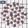 Handmade wool felt ball coaster in pink grey and white circular pattern 8# style - Pink Gray White Style (8#) / Diameter 20cm