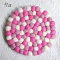 Handmade wool felt ball coaster in mixed pink, purple and white round boho style - Pink Purple White Style (9#) / Diameter 20cm