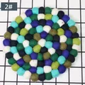 Handmade colorful wool felt ball coaster in blue and green hues for nordic home decor - Blue Green White Style (2#) / Diameter 20cm