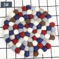 Handmade colorful wool felt ball coaster in mixed red, blue, and grey tones, model 3# - Multicolor Mixed Style (3#) / Diameter 20cm