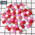 Colorful handmade wool felt ball coaster in variant 15 with red, pink and blue tones - Red Pink Blue Beige Style (15#) / Diameter 20cm