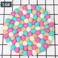 Handmade wool felt ball coaster in round shape with pink, blue, and white colors - Rose Blue Style (14#) / Diameter 20cm