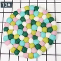 Handmade Nepal wool felt ball coaster in style 13 with colorful multi-color round design - Green Pink White Style (13#) / Diameter 20cm