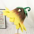 Handmade wool felt sunflower hat with yellow petals and bee detail on model - One Size / Sunflower (Sunflower Hat)