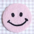 Pink wool felt smiley face coaster with soft textured finish for home table decor - Pink
