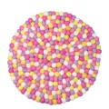 Handmade 40cm round wool felt ball cushion in colorful pink, yellow, purple, and white - Round / Yellow White Purple Red