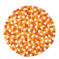 Handmade 40cm round wool felt ball cushion in warm orange and yellow autumn colors - Round / Yellow White Orange Red