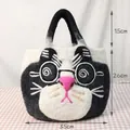 Borsa in feltro con motivo gatto con occhiali, borsa in lana carina da 35x26cm - Stile Occhiali da Sole Grigi (1#)