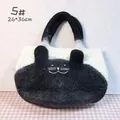 Katzen-Stickerei Filz-Einkaufstasche in Schwarz-Weiß-Design, Größe 26x36cm - 5# Schwarz Katze Stil