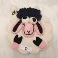 Cute white wool felt sheep coin purse and bag charm with lobster clasp, style D - Style D