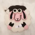 Porte-monnaie mignon en feutre de laine mouton blanc cassé avec de grands yeux style E - Style E