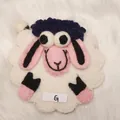 Petit porte-monnaie mignon en feutre de laine blanche en forme d'agneau avec rose - Style G