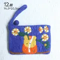 Handmade purple wool felt bag with yellow flower and orange vase motif in 14.5x20.5cm size - Purple Petal Style (12#)