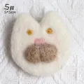 Cute handmade white felt cat brooch with yellow eyes and 5x5cm size for DIY accessories - White (5#)