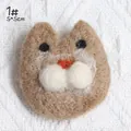 Cute brown handmade wool felt cat pin accessory 5x5cm for DIY crafts and clothing - Khaki (1#)