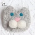 Cute grey wool felt cat brooch pin with blue eyes and pink heart nose accessory - Grey (2#)